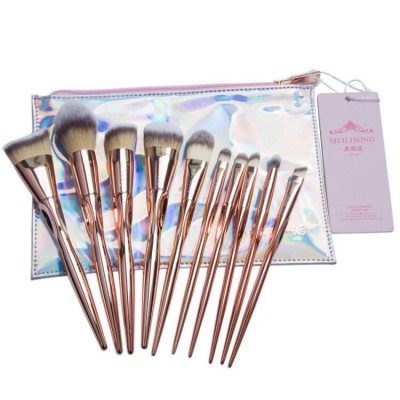 China Manufacturer OEM Rose Gold Makeup Brushes Powder Foundation Contour Blending Eyeshadow Brushes